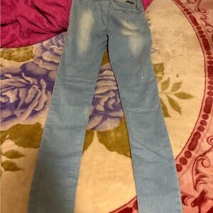 Women's Light Blue Ankle-Length Straight Jeans